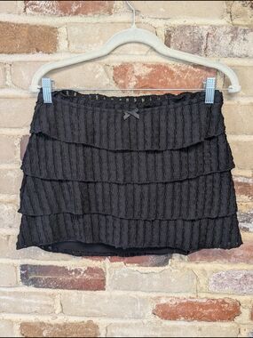 Cotton Candy Black Tiered Ruffle Mini Skirt